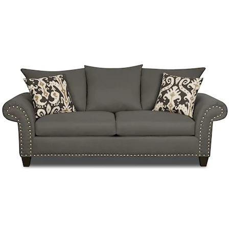 Sofa with Reversible Seat Cushions and Nail Head Trim